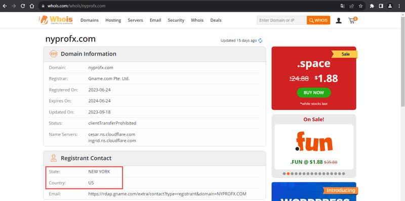Whois 회사 등록 정보 조회