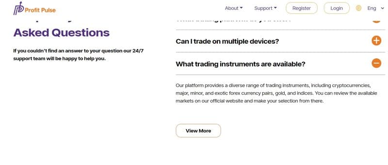 Profit Pulse Finance的交易产品