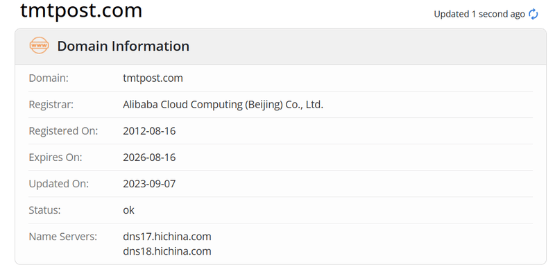 鈦媒體whois.com域名年限數據