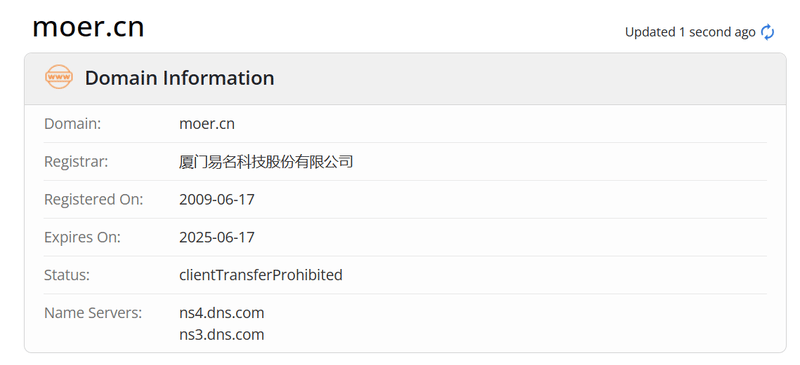 摩爾金融whois.com域名年限數據