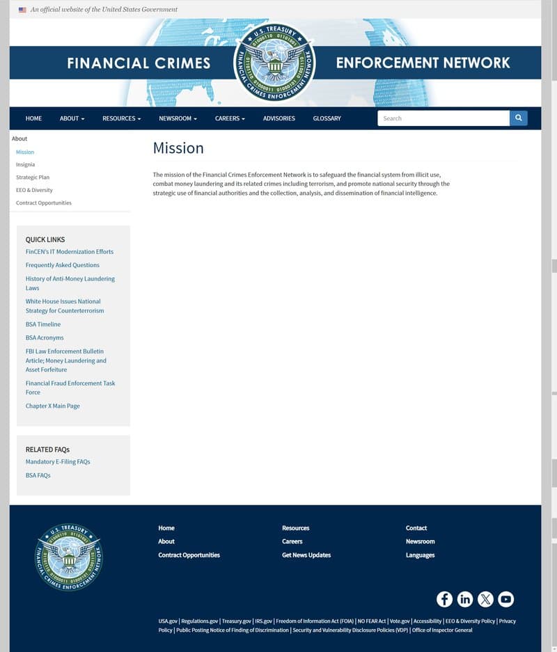 US FinCEN's regulatory task
