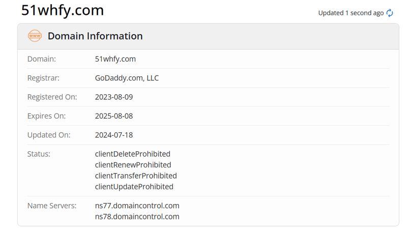 51外汇返佣网whois.com域名年限数据