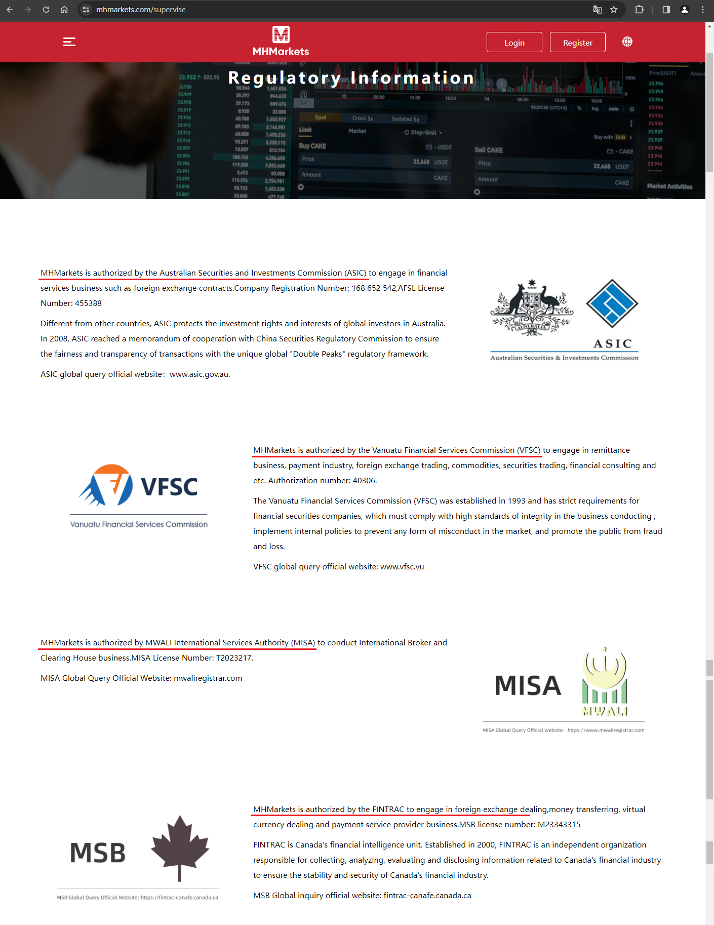 官网显示公司监管信息