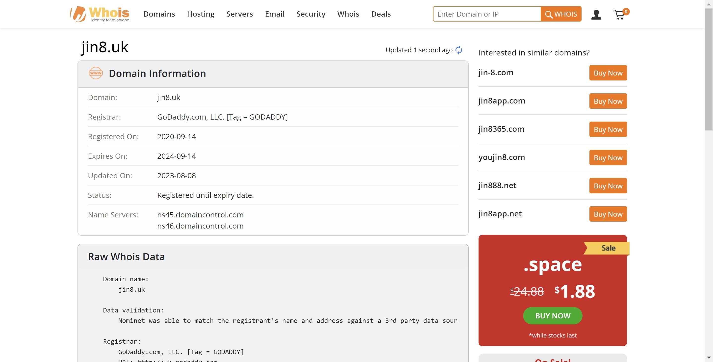 jin8 whois record
