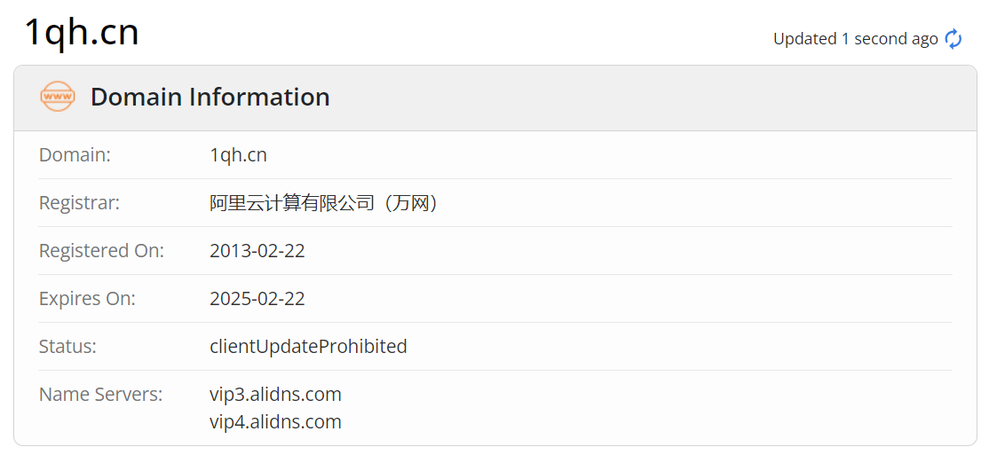 一期货whois.com域名年限数据