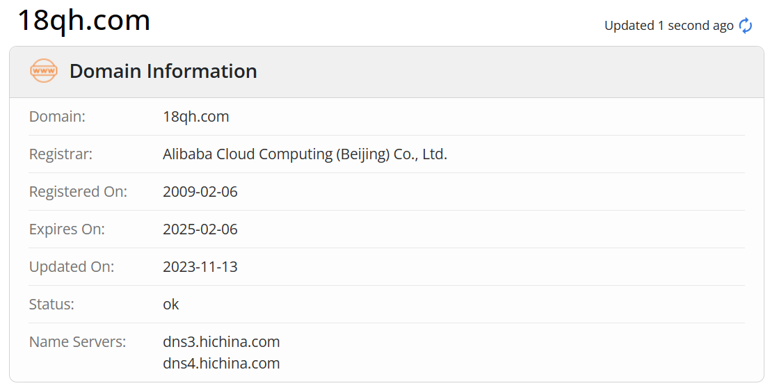 18期货whois.com域名年限数据
